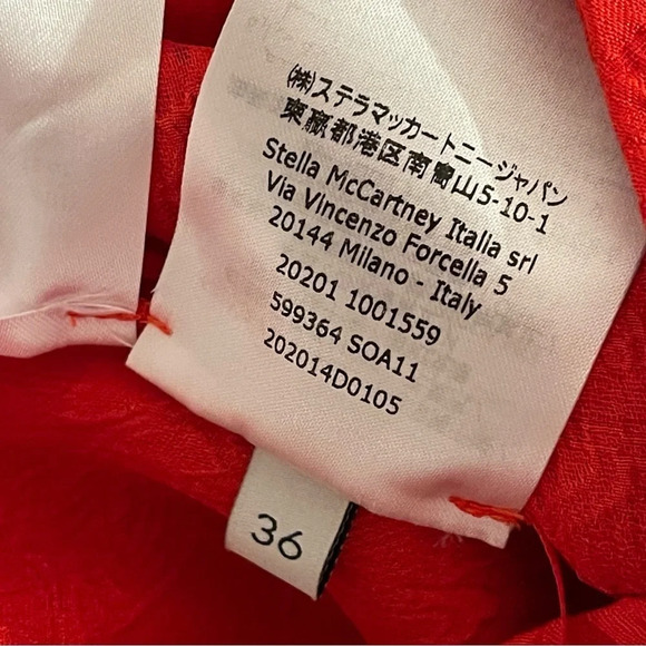 Stella McCartney jacquard red silk romper belted with padded shoulders - Picture 6 of 12